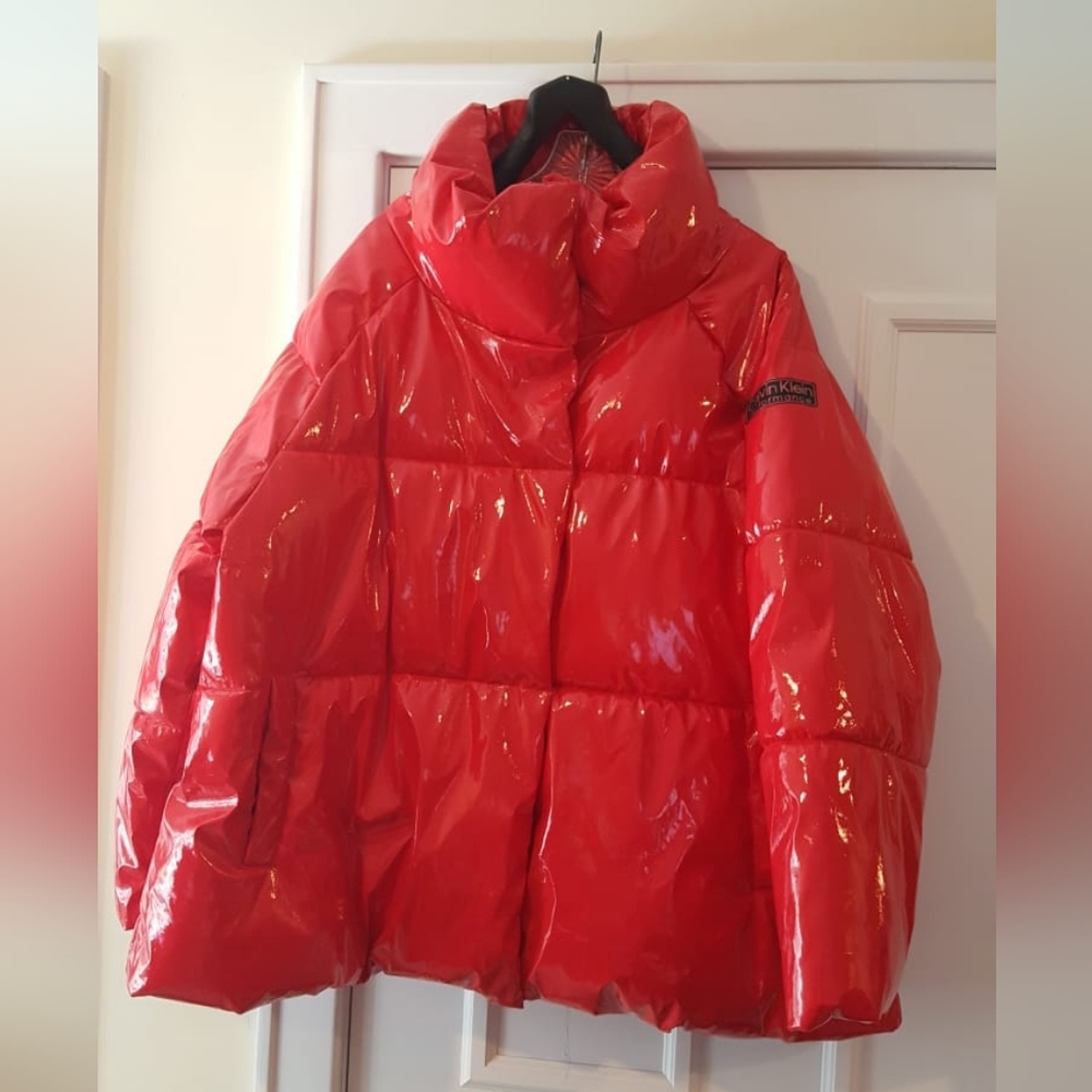 Calvin Klein Performance red shiny puffer jacket